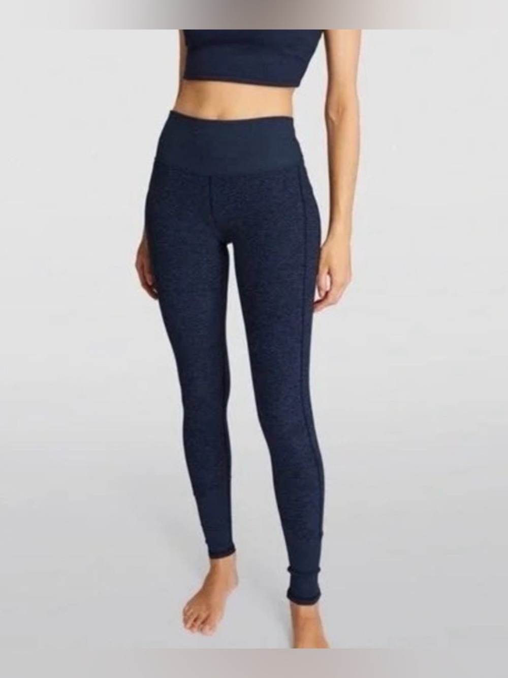 Alo Yoga High-Waisted AloSoft Lounge Leggings Heathered Navy Size XS Pilatescore